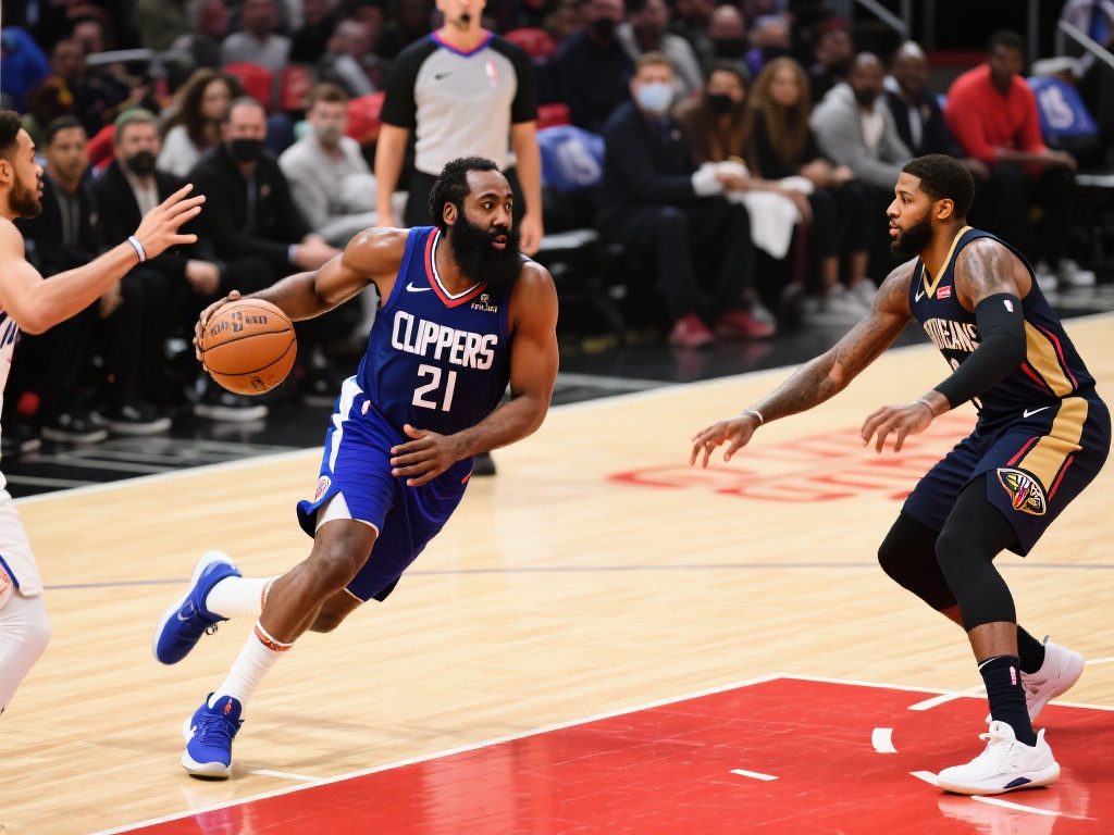 哈登双十表现耀眼 快船轻松击败鹈鹕 在这场比赛中,哈登交出了21分和10次助